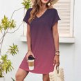 thumbnail image 2 of LOVZFMLL Robes d'Été pour Femmes Décontractées Amples T-Shirt Robe Droite Col en V Manches Courtes à Revers Uni Basique Tenues Quotidiennes Rose Vif TTG, 2 of 5