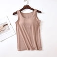 thumbnail image 4 of MIASHUI Camisoles pour Femmes avec Soutien-Gorge Intégré Été Décontracté Col Rond Sans Manches T-Shirt, Kaki, TTG, 4 of 4