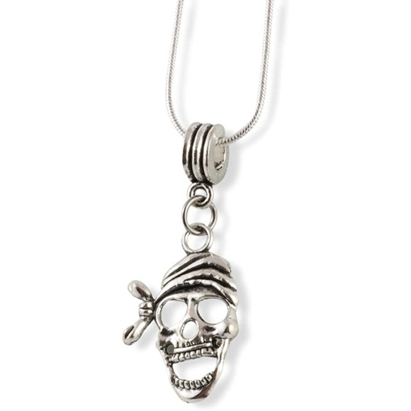 Pirate Skull with Bandana Snake Chain Necklace