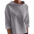 thumbnail image 1 of Timegard Womens Tops Half High Collar Long Sleeve Loose Fitting Shirts BlousesSolid Color Fall Fashion, 1 of 6