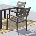 thumbnail image 1 of CorLiving Gallant Aluminum and Poly-Wood Slatted Outdoor Dining Chairs, Charcoal Grey (Set of 2), 1 of 5