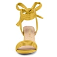 thumbnail image 2 of BLISSFUL STEP Women's Open Toe Ankle Tie Back Block Heels Sandals Yellow (Size 8), 2 of 6