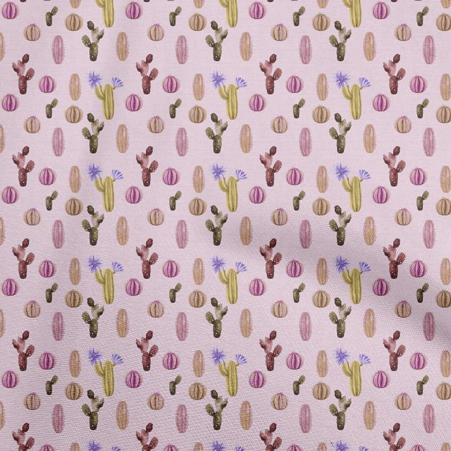 oneOone Velvet Light Pink Fabric Cactus Craft Projects Decor Fabric Printed By The Yard 58 Inch Wide