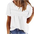 thumbnail image 3 of Styesk Hauts pour Femmes Femmes Décontracté Boho Haut Manches Courtes Été Col Rond Chemises Amples Dentelle Décontracté Blouses Unies, 3 of 8