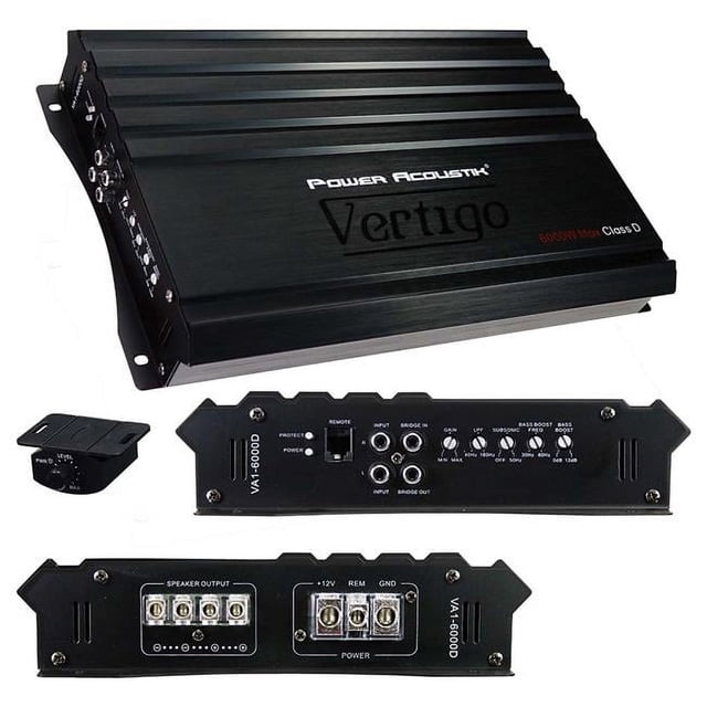 Power Acoustik VA1-6000D 6000 W Max Mono Car Stereo Amplifier w/ Bass remote