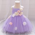 thumbnail image 1 of LOVZFMLL Robe d'Été pour Filles à Manches Courtes, Col Rond, Couleur Unie, 1 of 9