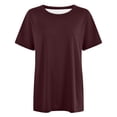 thumbnail image 4 of Hiiyo Women's Short Sleeve Round Neck Tee Shirt Summer Casual Solid T-Shirt, Sizes S-XXXL, 4 of 4