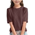 thumbnail image 1 of T-Shirts pour Filles Coupe Ample Col Rond Basique Blouses d'Été pour Enfants 6-14 Ans, 1 of 3