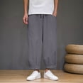 thumbnail image 4 of Enjoytime Men Pants Solid Color Elastic Waist Drawstring 7/8Th Trousers Lightweight Work Casual Pants with Pockets Dark Gray XS, 4 of 4