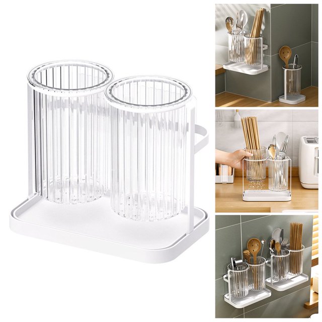 Chopsticks Storage Tube Wall-mounted Standing Space Saving Quick Draining Great Stickiness Keep Neat Nordic Style Punch-free Tableware Rack Kitchen Stuff