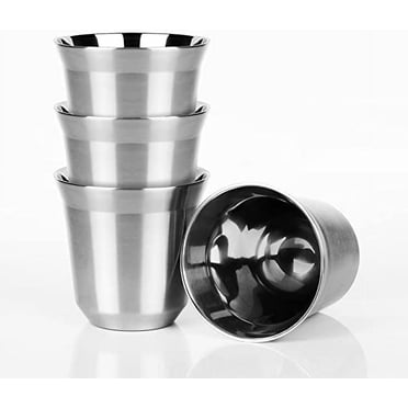 Tasses à Espresso en Acier Inoxydable 80 ml - Lot de 4 Tasses à Double Paroi Isolées Tasses en Démitasse Tasses à Café pour Boire, Boire du Café, Boire des Boissons