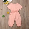 thumbnail image 2 of Sylvamorning Infant Baby Romper Solid Color Short Sleeve Elastic Waist Jumpsuit, 2 of 7