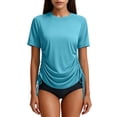thumbnail image 2 of Neewe Women's Rash Guard UPF 50+ Ruched Swim Shirt Round Neck Short Sleeve Performance Top S-XXL, 2 of 8
