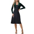 thumbnail image 2 of INSPIRE CHIC Boléro Court en Velours à Col à Revers Ouvert à Manches Longues pour Femme TG Vert Foncé, 2 of 6