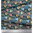 thumbnail image 2 of Soimoi Poly Georgette Fabric Cute Elephant Kids Printed Fabric 1 Yard 52 Inch Wide, 2 of 3