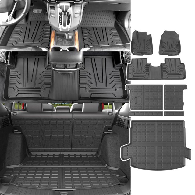 powoq Hybrid Floor Mat Compatible with 2017-2022 Honda CRV Cargo Mat Backrest Liner Trunk Mat Replacement for 2017-2022 Honda CRV Accessories (Fit 17-22 Hybrid Model Trunk+Backrest+Floor Mat)