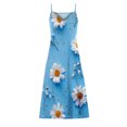 thumbnail image 4 of Lenago Robes Grande Taille pour Femmes 2023 Mode Femmes Robe Longue à Bretelles Taille Mi-Haute Col en V Sans Manches Rayée Imprimée Slim Plage Robes d'Été Plage en Liquidation, 4 of 5