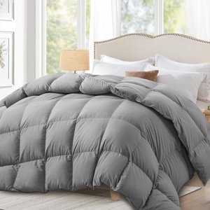 Globon Coinceur bas fluffy King Sizeï1⁄4ŒCouvercle en coton ultra-soft pour toute la saison680 Puissance de remplissage, moyenne chaleur avec onglets d'angle, Greyâ €¦