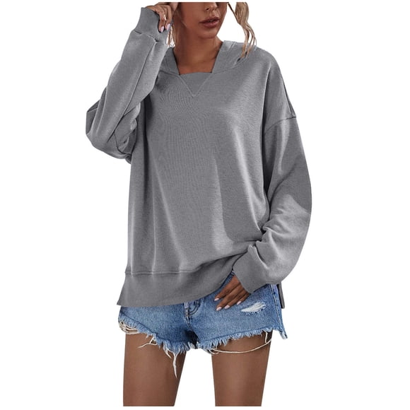 cfhntfmh Oversized Sweatshirt for Women Warm Fleece Long Sleeve Hoodies Fall Loose Casual Solid Pullover Tops