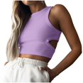 thumbnail image 1 of Yuyuzo Crop Tank Tops for Women Crew Neck Ribbed Knit Solid Color Slim Fitted Athletic Going Put Tops, 1 of 7