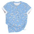 thumbnail image 4 of Pisexur Hauts d'Été pour Femmes, Blouses Habillées Décontractées pour Femmes Hauts à la Mode Chandail Décontracté Imprimé Manches Courtes Col Rond, Grande Taille pour Femmes Multicolore, TG, 4 of 5