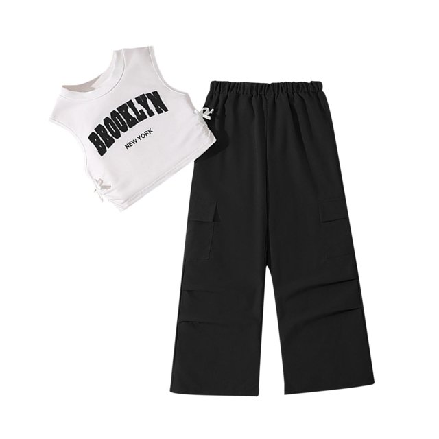 RXIRUCGD 2025 Vêtements d'Été pour Enfants Mode Ensemble Deux Pièces Manches Courtes Col Rond Pantalon Décontracté