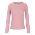 thumbnail image 3 of Dealovy Long Sleeve Shirts for Women Ribbed Knit Soft Crew Neck Basic Tight Tops Solid Casual Going out Tees, 3 of 5