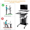 thumbnail image 2 of Bureau Debout Mobile Polyvalent, Poste de Travail Informatique Roulant pour Bureau à Domicile, Bureau pour Portable avec Tablette pour Imprimante et Espace pour Clavier, Hauteur Réglable, 2 of 9
