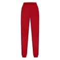 thumbnail image 4 of Women's Plus Size Pants High Waisted Drawstring Solid Color Sweatpants Elastic Taper Leg Lounge Joggers Pant Red XXXL, 4 of 6