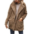 thumbnail image 2 of LSLJS Women Solid Color Long Sleeve Collar Plush Coat Fashion Warm Coat, 2 of 6