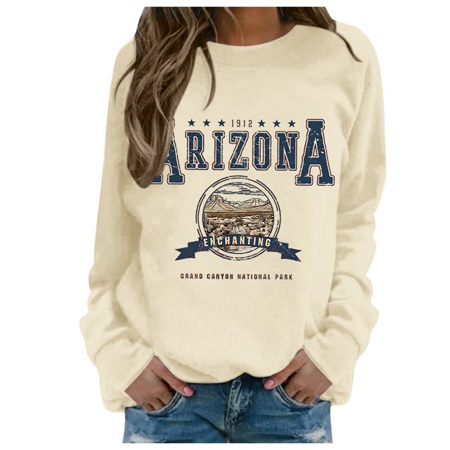HNMKIU Crewneck Sweatshirt Women Fall/Winter Print Sweatshirt Without Hoodie