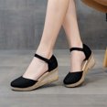 thumbnail image 4 of yulier Sandales Compensées Espadrilles à Plateforme à Bout Fermé pour Femmes, Talons Hauts Confortables, Chaussures d'Été pour Femmes avec Boucle Ajustable, 4 of 6