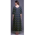 thumbnail image 4 of Bimba Robe de Nuit Maxi Bleu Marine à Feuilles de Trèfle Florales pour Femmes, Été, Imprimée, Grande, 4 of 5