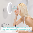 thumbnail image 3 of 10X Smart Makeup Magnifying Mirror LED Supplementary Light Mirror Suction Cup Wall-Mounted for Vanity Bathroom Travel,1 x LED Magnifying Mirror,White, 3 of 8