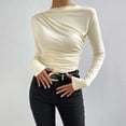 thumbnail image 2 of Timegard Going out Tops for Women Ruched Long Sleeve Slim Undershirts Basic Tee Fall Casual Comfy Tops, 2 of 9