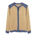 thumbnail image 3 of RXMEKW Denim Patchwork Cardigan For Women Long Sleeve Button Up Casual Jacket Solid Color, 3 of 7