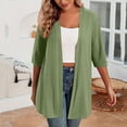thumbnail image 2 of Timegard Cardigans for Women 1/2 Sleeve Open Front Lightweight Solid Color Casual Loose Jacket Tops, 2 of 7