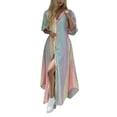thumbnail image 1 of Ketyyh-chn99 Robes d'Invitée de Mariage pour Femmes 2024 Robe d'Été Robe Extensible Robe Bohème à Fleurs pour Femme Portefeuille Col en V Manches Courtes Ceinturée Ourlet à Volants Ligne A Fluide Robes Maxi Multicolore,G, 1 of 5