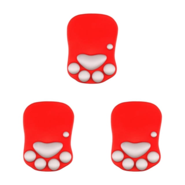 relayinert Stylish Cat Paw Gaming Mouse Mat Wrist Protection Non-slide Base Safe Cute DS-001 bright red 3Set