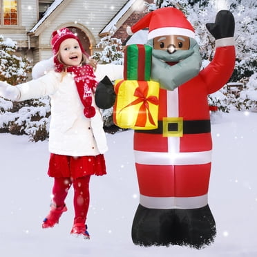 KITBONIS 4FT Christmas Inflatable Decoration with LED-Lit Santa Claus Blow Up Christmas Gift Boxes Indoor Outdoor Holiday Decoration