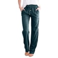 thumbnail image 2 of Plus Size Solid Straight Leg Pants for Women High Waist Comfortable Elastic Drawstring Casual Trousers, 2 of 5