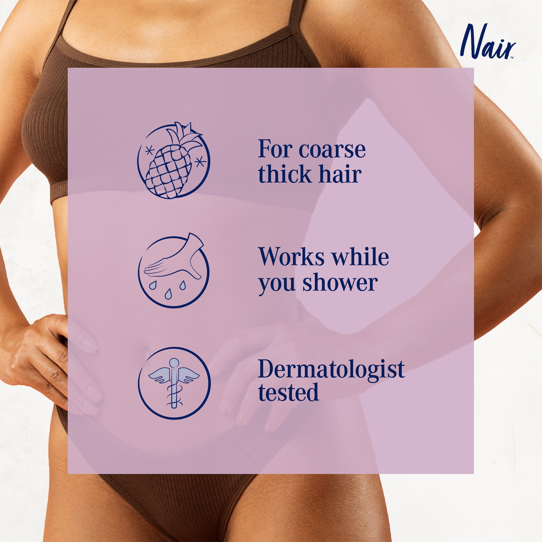 Nair Dépil-Douche Max Pour Forte Pilosité Formule Hydratante Avec Lavande Apaisante Et Vitamine E.
