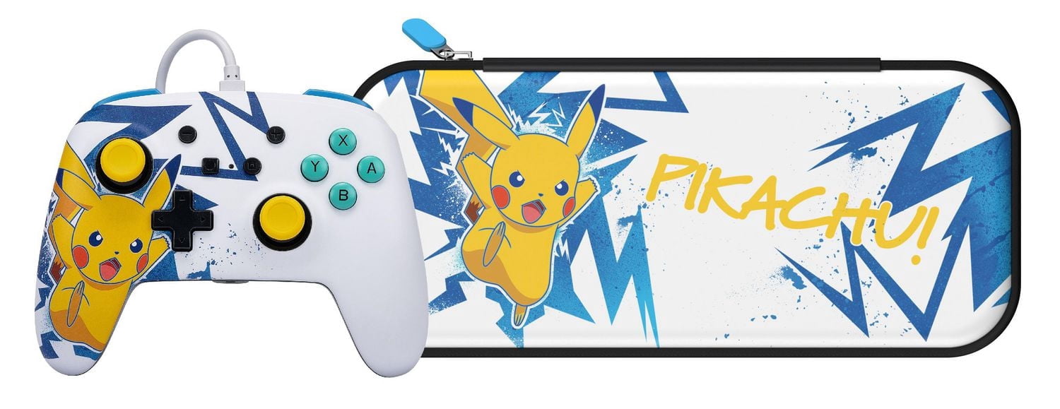 Manette câblée améliorée PowerA et étui mince pour Nintendo Switch – Pikachu haute tension