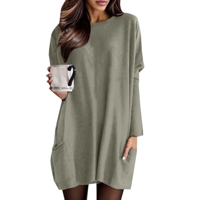 TJAZFJPA Robe de Maternité Blanche Femme Manches Longues Col Rond Longueur Genou Robe Slim Aguichant Décontractée Robe de Vacances Formelle Grande Taille pour Femmes Robes Blanches pour Femmes