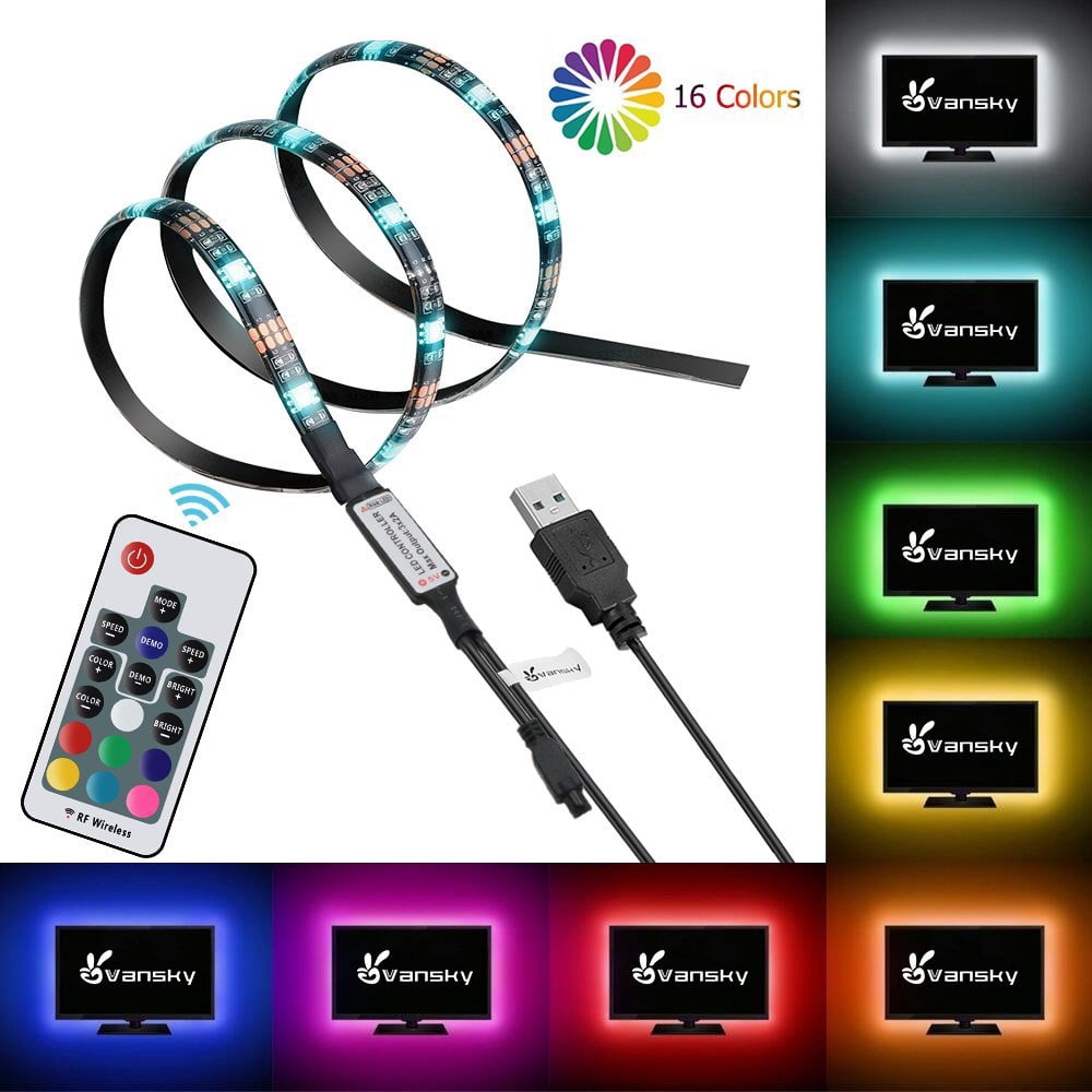 USB LED Light Strip 10ft for TV 32 to 65inch with Remote Control ,Music Sync Color Changing RGB LED TV Backlight