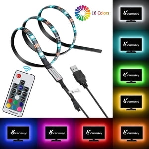 USB LED Light Strip 10ft for TV 32 to 65inch with Remote Control ,Music Sync Color Changing RGB LED TV Backlight