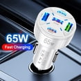 thumbnail image 4 of 65W Car Charger Quint Port Fast Charging Hub High Power 1 To 5 USB Ports Rapid Car Adapter For Smartphones & Devices, 4 of 4
