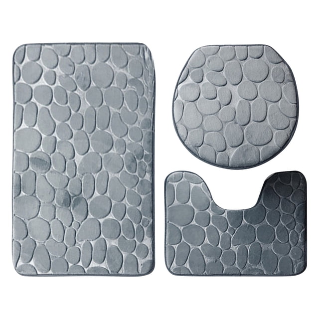 EGNMCR Outdoor Rug Bath Mats For Bathroom - Memory Foam Bath Mat Set 3 Pcs Set Toilet Mats Soft Comfortable Water Absorption Nonslip Thick Machine Wash floor rug