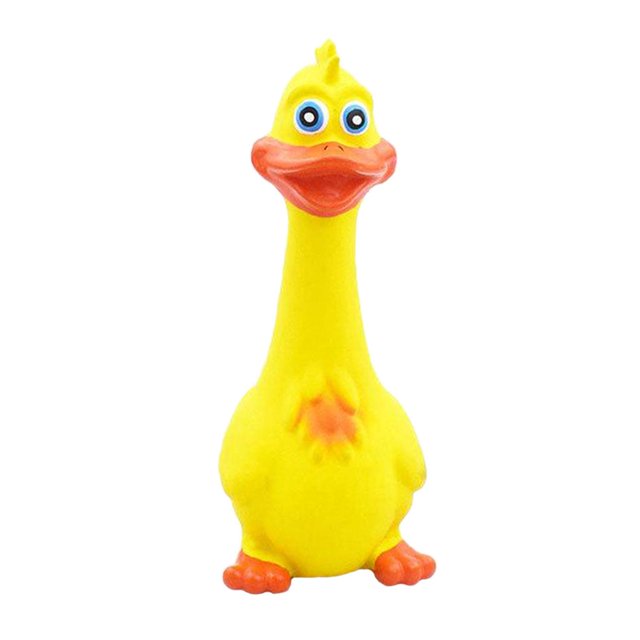 TISHITA Rubber Chicken Screaming Shrilling Puppy Chewing Yellow 19x7cm