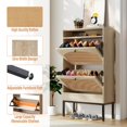 thumbnail image 4 of Toytexx Armoire à Chaussures avec Tiroirs Basculants en Rotin et Station de Charge, Rangement d'Entrée Style Ferme, 2 Niveaux, Chêne, 4 of 6